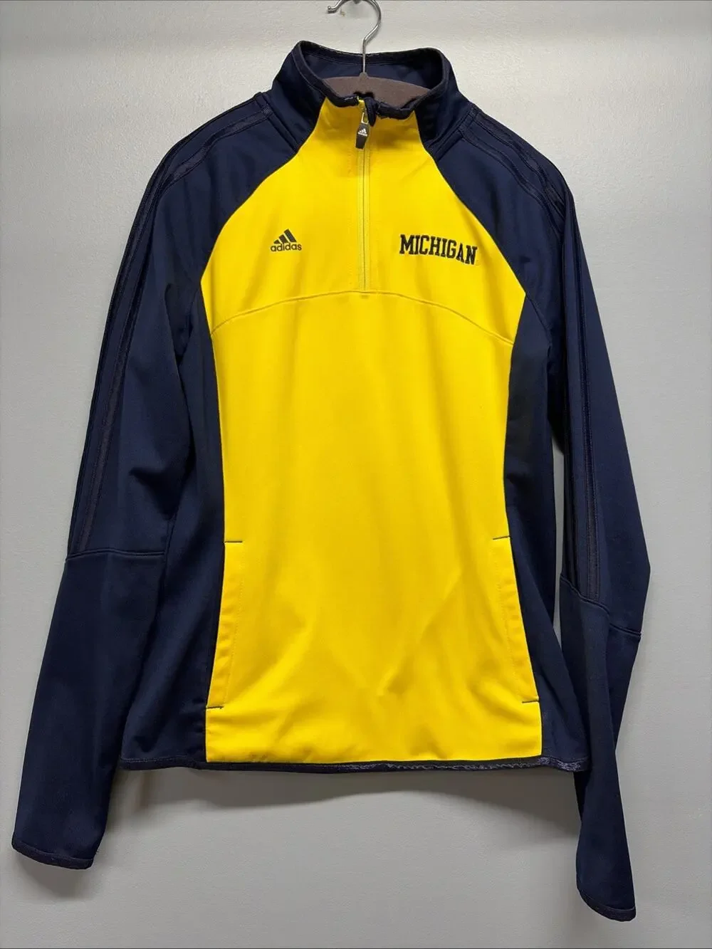 Adidas Michigan Wolverines Blue & Yellow 1/4 Zip Pullover Women's Small